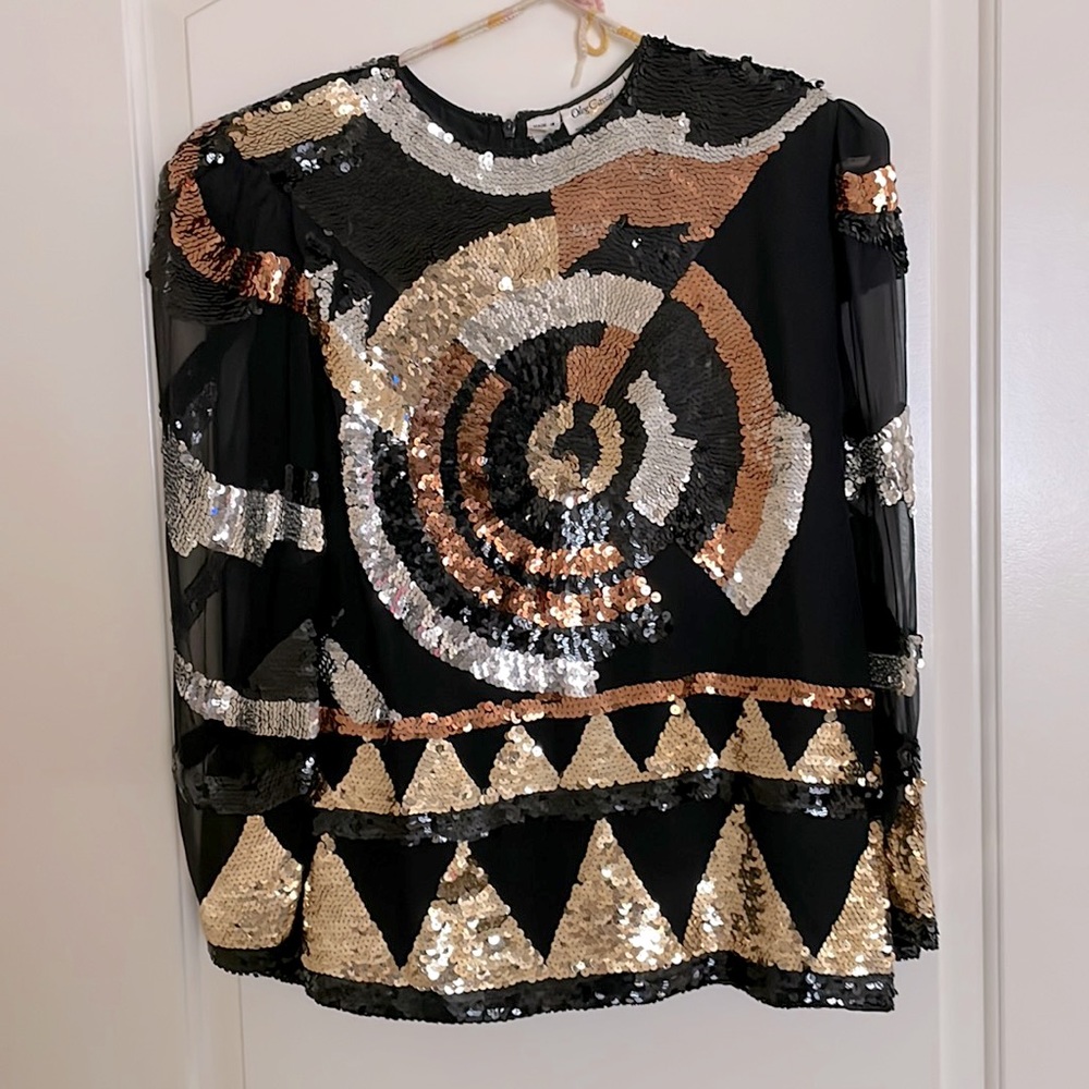 Vintage Oleg Cassini Beaded Top sz S